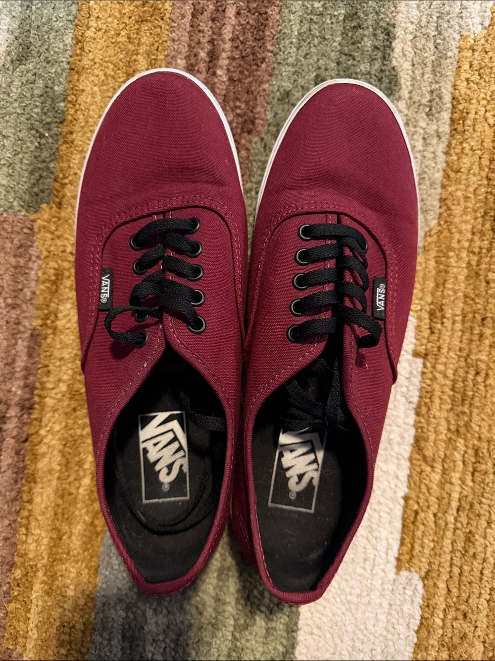 Vans Burgundy Canvas Sneakers with Black Laces